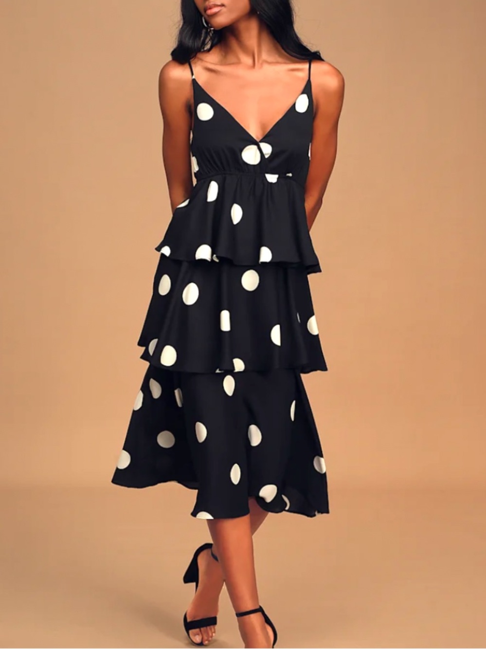 OPT Tiered Polka Dot Dress